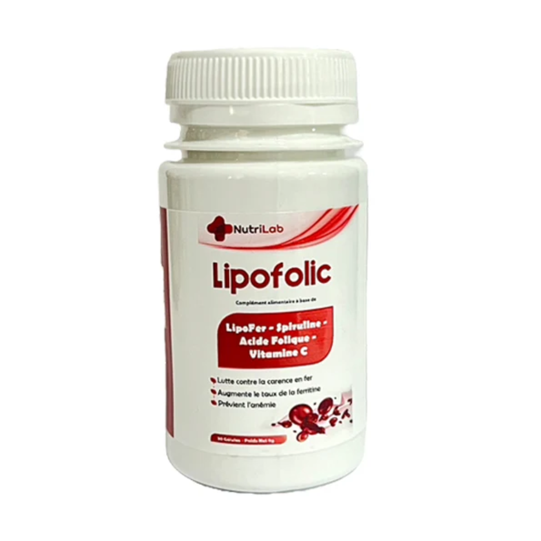 Nutrilab Lipofolic Fer 30 Gelules Maroc