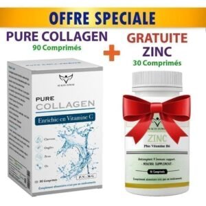 Health Power PURE COLLAGEN 90 Comprimés +ZINC 30 Comprimés OFFERT Maroc