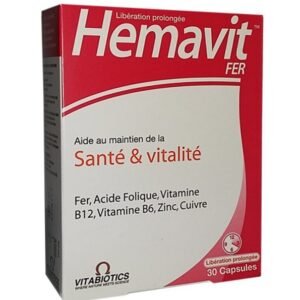 Vitabiotics Hemavit Fer Santé et Vitalité – 30 capsules Maroc