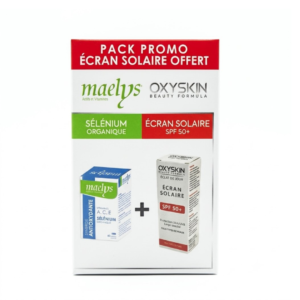 Maelys Selenium 60 Gelules + Oxyskin Ecran Solaire Spf50+50ml pack Maroc